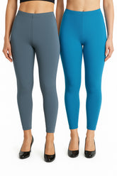 Shsuvia Women Cropped Leggings – Pack of 2 Airforce Green & Turquoise blue