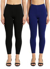 Shsuvia Women Cropped Leggings – Pack of 2 Black & Old Royal