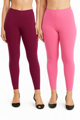 Shsuvia Women Cropped Leggings – Pack of 2 Majentha & Baby Pink