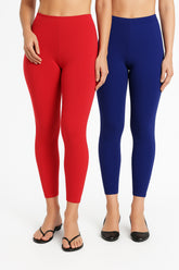Shsuvia Women Cropped Leggings – Pack of 2 Coral & Old Royal