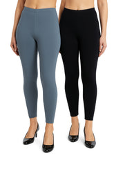 Shsuvia Women Cropped Leggings – Pack of 2 Airforce Green & Black