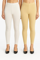 Shsuvia Women Cropped Leggings – Pack of 2 Off White & Skin