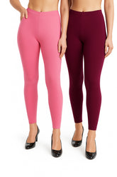 Shsuvia Women Cropped Leggings – Pack of 2 Baby Pink & Majentha