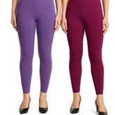 Shsuvia Women Cropped Leggings – Pack of 2 Lavender & Majentha