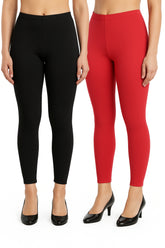 Shsuvia Women Cropped Leggings – Pack of 2 Black & Coral