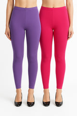 Shsuvia Women Cropped Leggings – Pack of 2 Lavender & Rani Rose