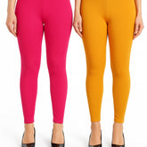Shsuvia Women Cropped Leggings – Pack of 2 Rani Rose & Mustard