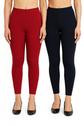 Shsuvia Women Cropped Leggings – Pack of 2 Maroon & Dark Navy