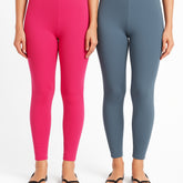 Shsuvia Women Cropped Leggings – Pack of 2 Rani Rose & Airforce Green