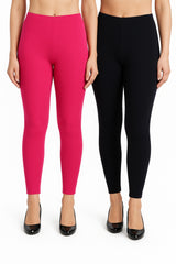Shsuvia Women Cropped Leggings – Pack of 2 Rani Rose & Dark Navy