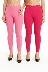Shsuvia Women Cropped Leggings – Pack of 2 Baby Pink & Rani Rose