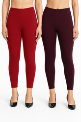 Shsuvia Women Cropped Leggings – Pack of 2 Maroon & Wine