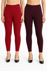 Shsuvia Women Cropped Leggings – Pack of 2 Maroon & Wine