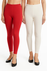 Shsuvia Women Cropped Leggings – Pack of 2 Coral & Off White