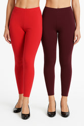 Shsuvia Women Cropped Leggings – Pack of 2 Coral & Wine