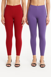 Shsuvia Women Cropped Leggings – Pack of 2 Maroon & Lavender