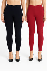 Shsuvia Women Cropped Leggings – Pack of 2 Dark Navy & RED