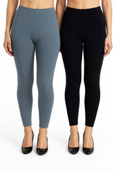 Shsuvia Women Cropped Leggings – Pack of 2 Airforce Green & Dark Navy