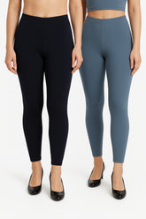 Shsuvia Women Cropped Leggings – Pack of 2 Dark Navy & Airforce Green