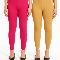 Shsuvia Women Cropped Leggings – Pack of 2 Rani Rose & Stone