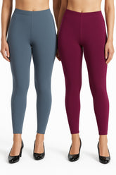Shsuvia Women Cropped Leggings – Pack of 2 Airforce Green & Majentha