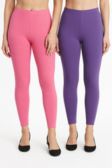 Shsuvia Women Cropped Leggings – Pack of 2 Baby Pink & Lavender