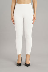 Shsuvia Women Cropped Leggings – Pack of 2 White & Bottle Green