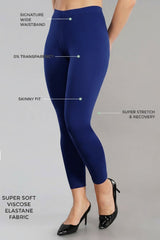 Shsuvia Women Cropped Leggings – Pack of 2 Old Royal & Sky Blue