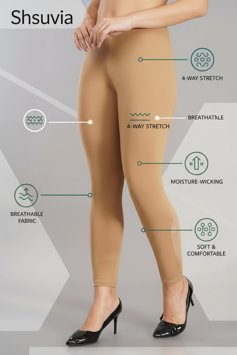 Shsuvia Women's Mid Waist Stretchable Ankle Length Legging