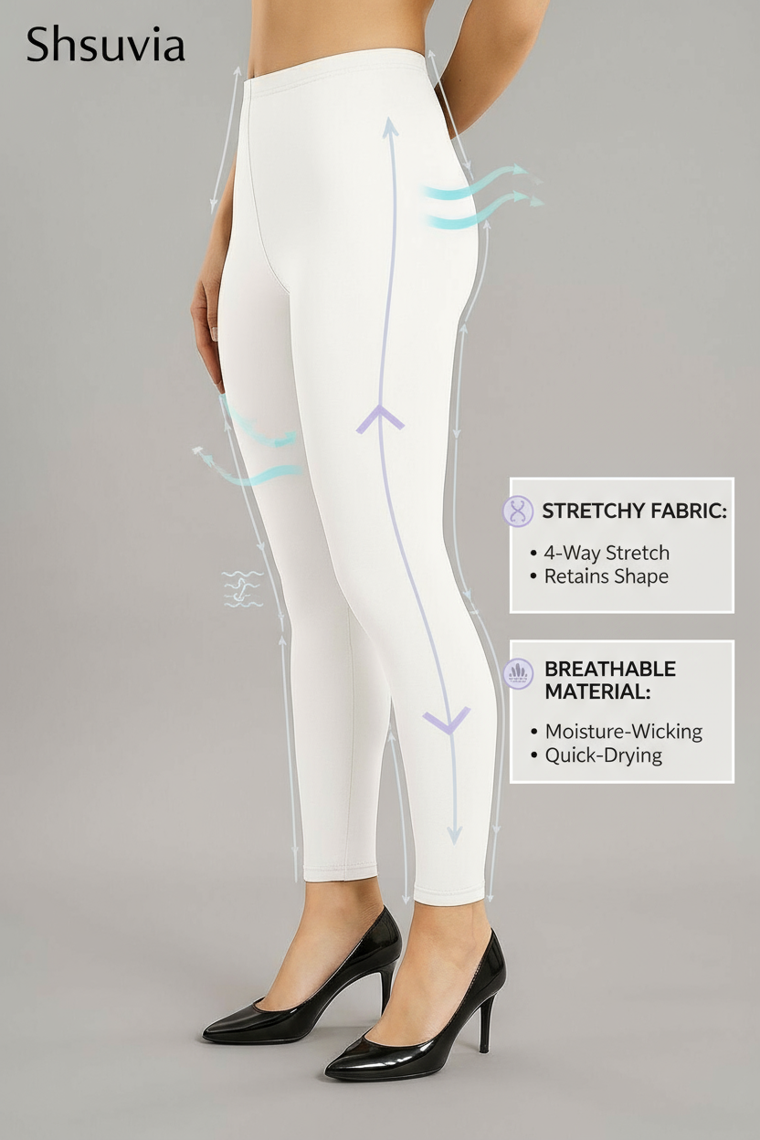 Shsuvia Women's Mid Waist Stretchable Ankle Length Legging