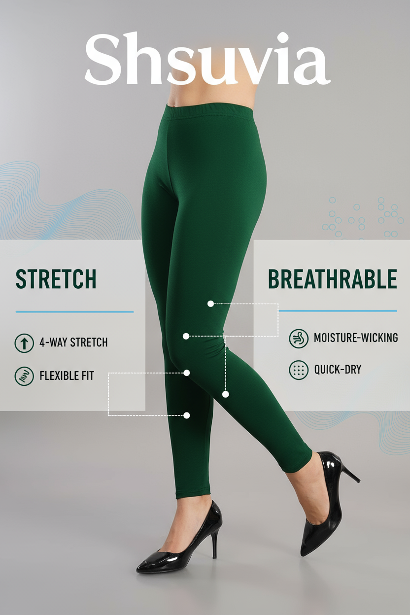 Shsuvia Women's Mid Waist Stretchable Ankle Length Legging