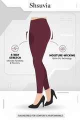 Shsuvia Women Cropped Leggings – Pack of 2 Wine & Turquoise blue