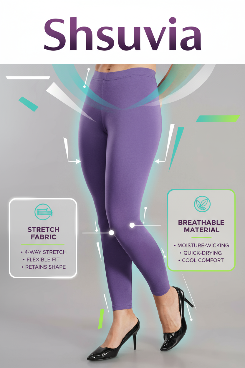 Shsuvia Women's Mid Waist Stretchable Ankle Length Legging
