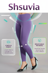 Lavender Shsuvia Women's High Waist Stretchable Cotton Legging-Soft slim fit tights for gym, yoga and daily wear.