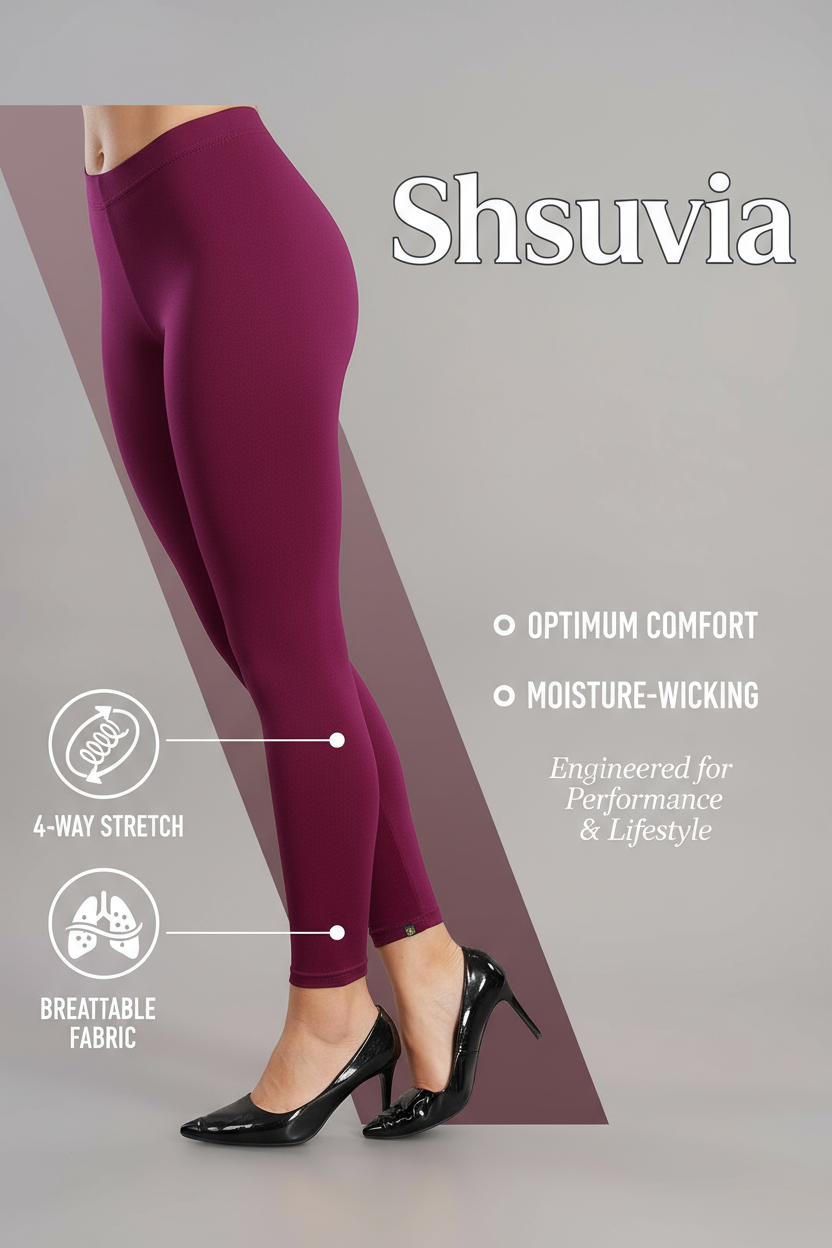 Shsuvia Women's Mid Waist Stretchable Ankle Length Legging