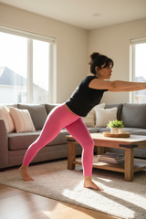 Baby Pink Shsuvia Women's High Waist Stretchable Cotton Legging-Soft slim fit tights for gym, yoga and daily wear.