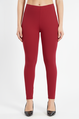 Red Shsuvia Women's High Waist Stretchable Cotton Legging-Soft slim fit tights for gym, yoga and daily wear.