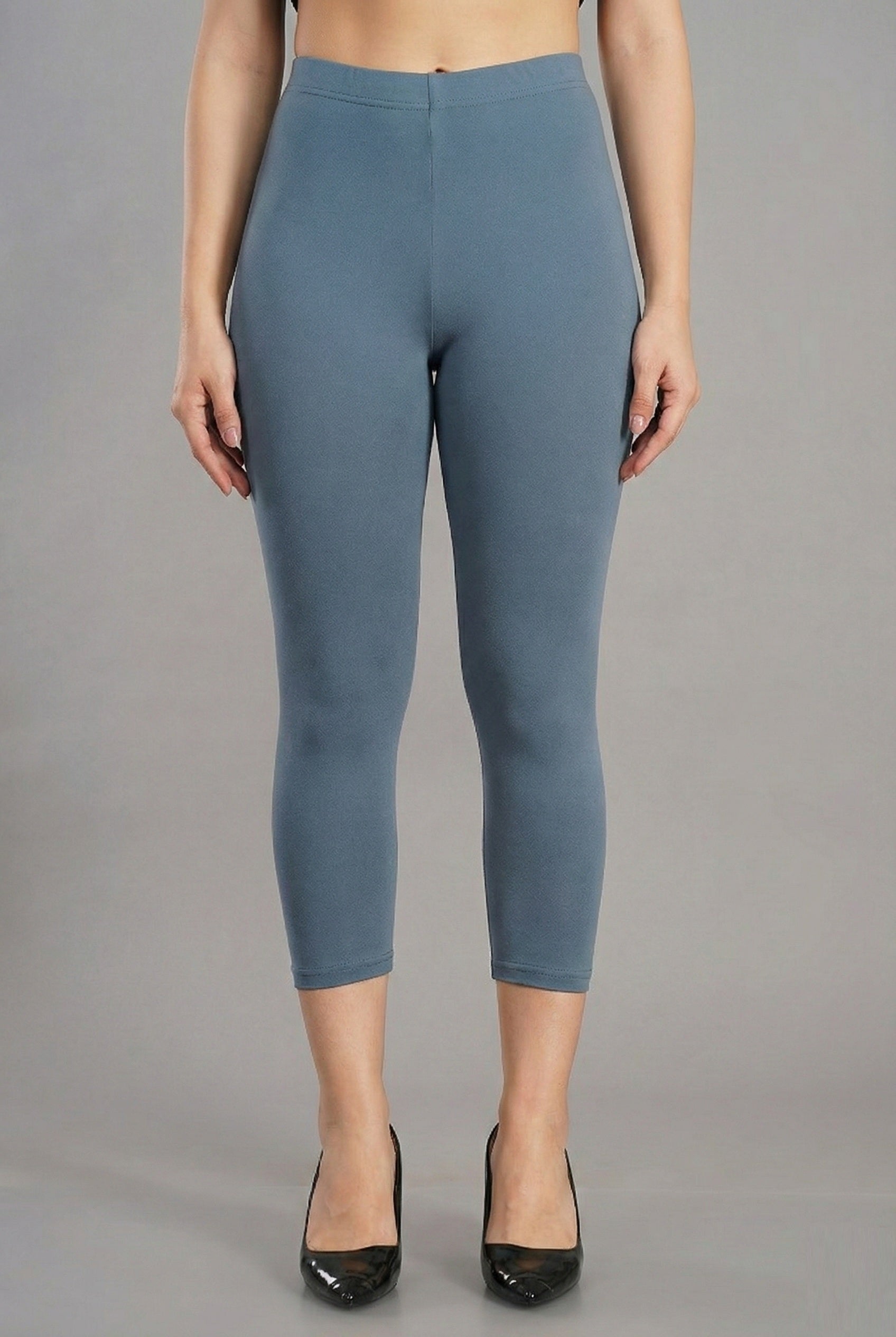 Shsuvia Women's Mid Waist Stretchable Cropped 3/4th Length Leggings