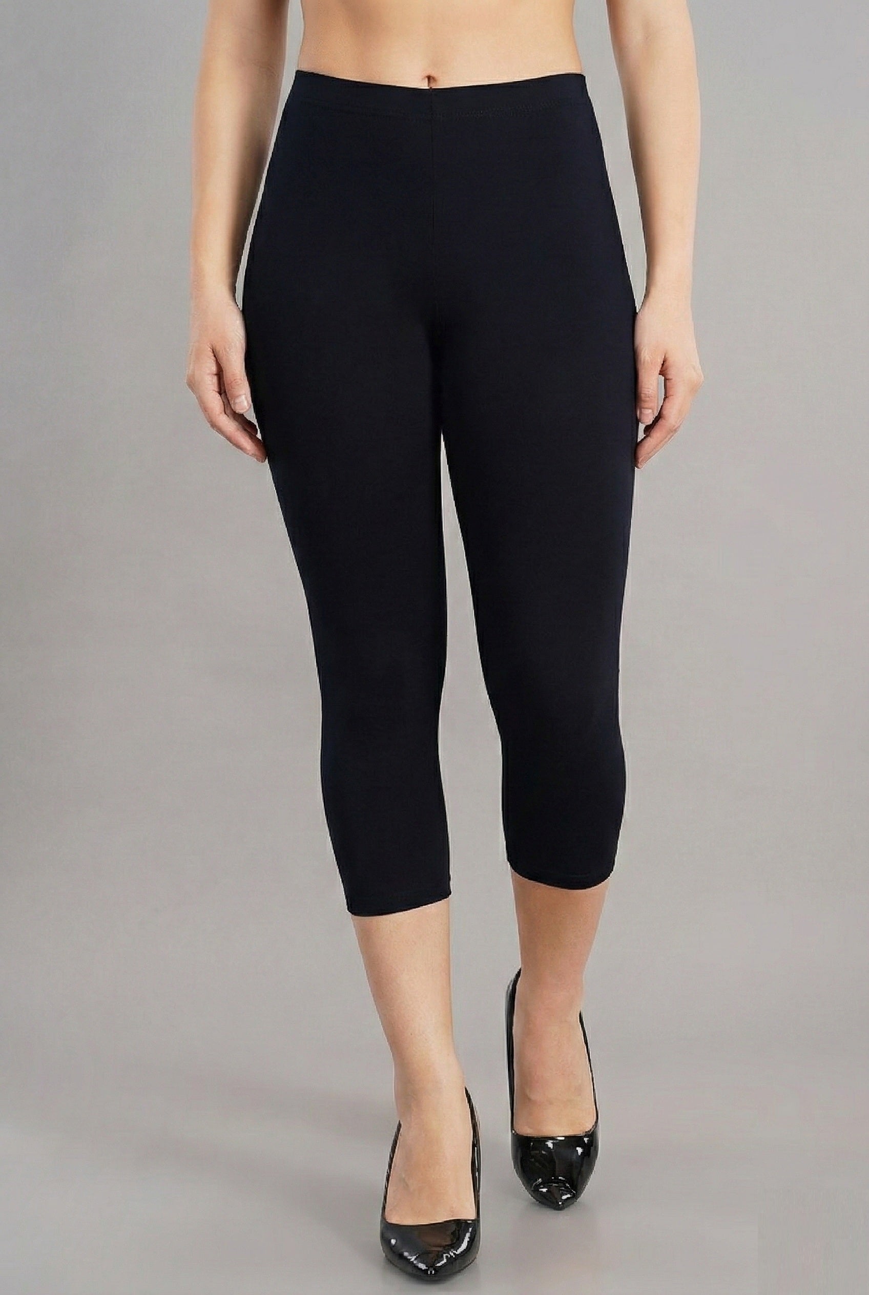 Shsuvia Women's Mid Waist Stretchable Cropped 3/4th Length Leggings