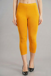 Shsuvia Women's Mid Waist Stretchable Cropped 3/4th Length Leggings