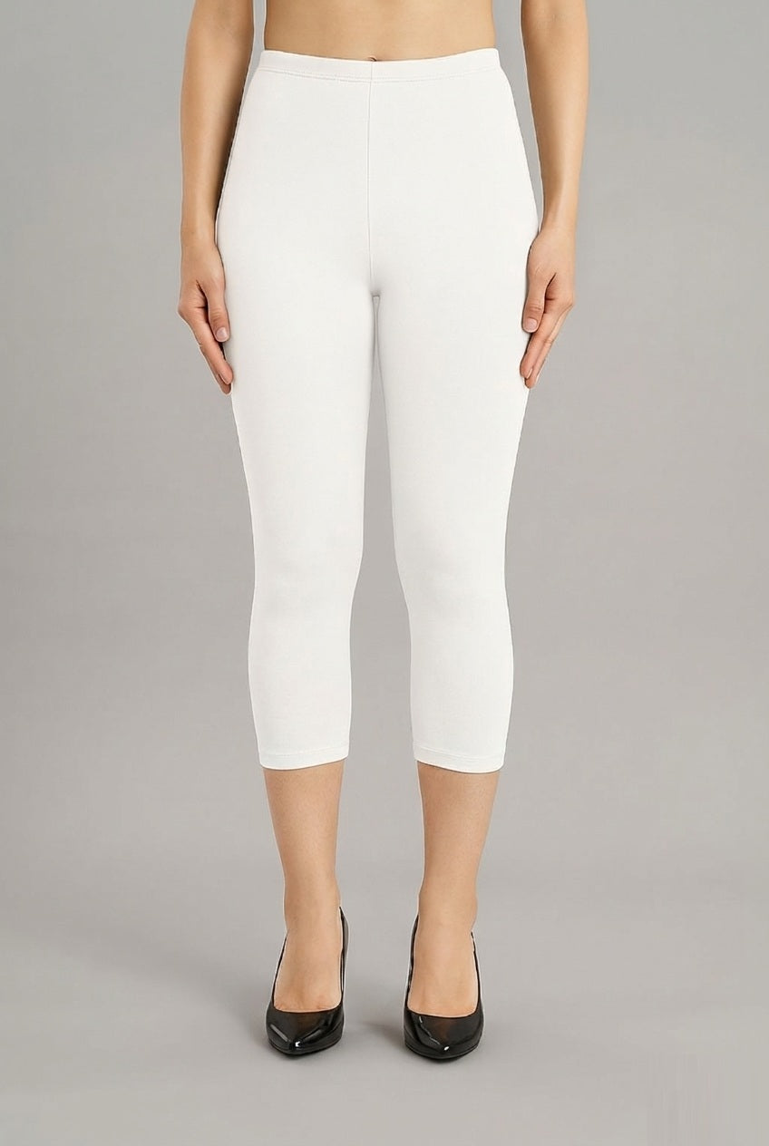 Shsuvia Women's Mid Waist Stretchable Cropped 3/4th Length Leggings