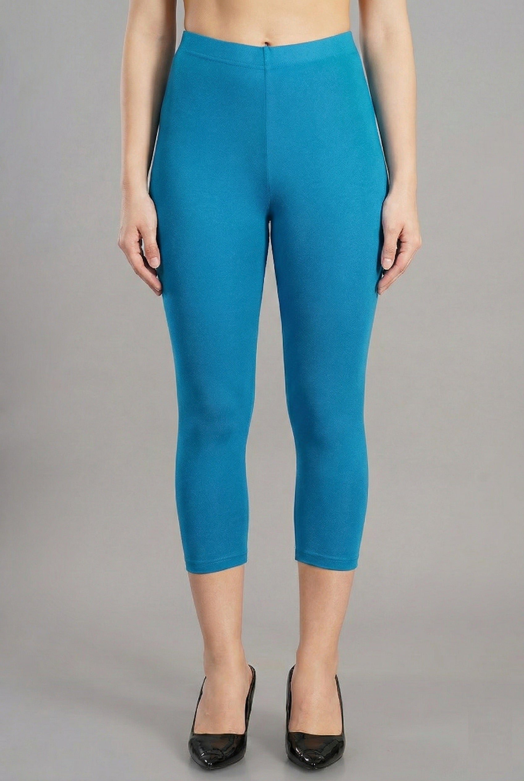 Shsuvia Women's Mid Waist Stretchable Cropped 3/4th Length Leggings