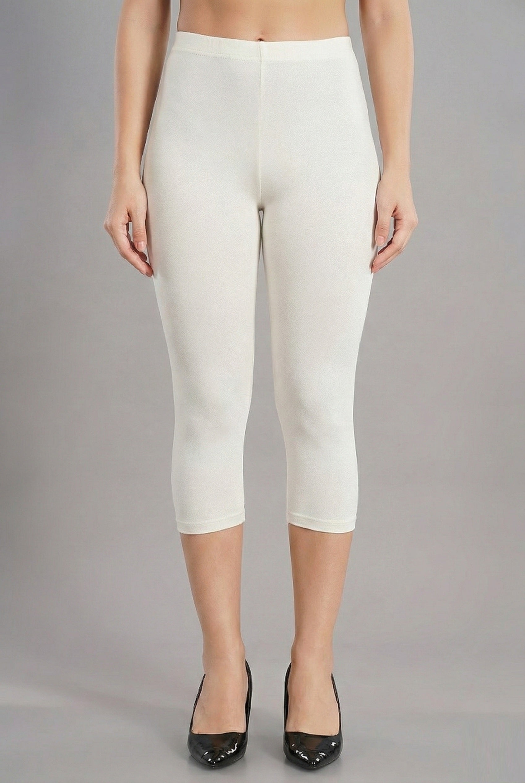 Shsuvia Women's Mid Waist Stretchable Cropped 3/4th Length Leggings