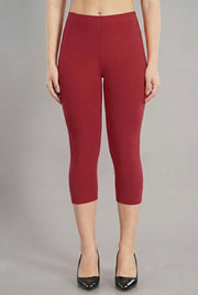 Shsuvia Women's Mid Waist Stretchable Cropped 3/4th Length Leggings