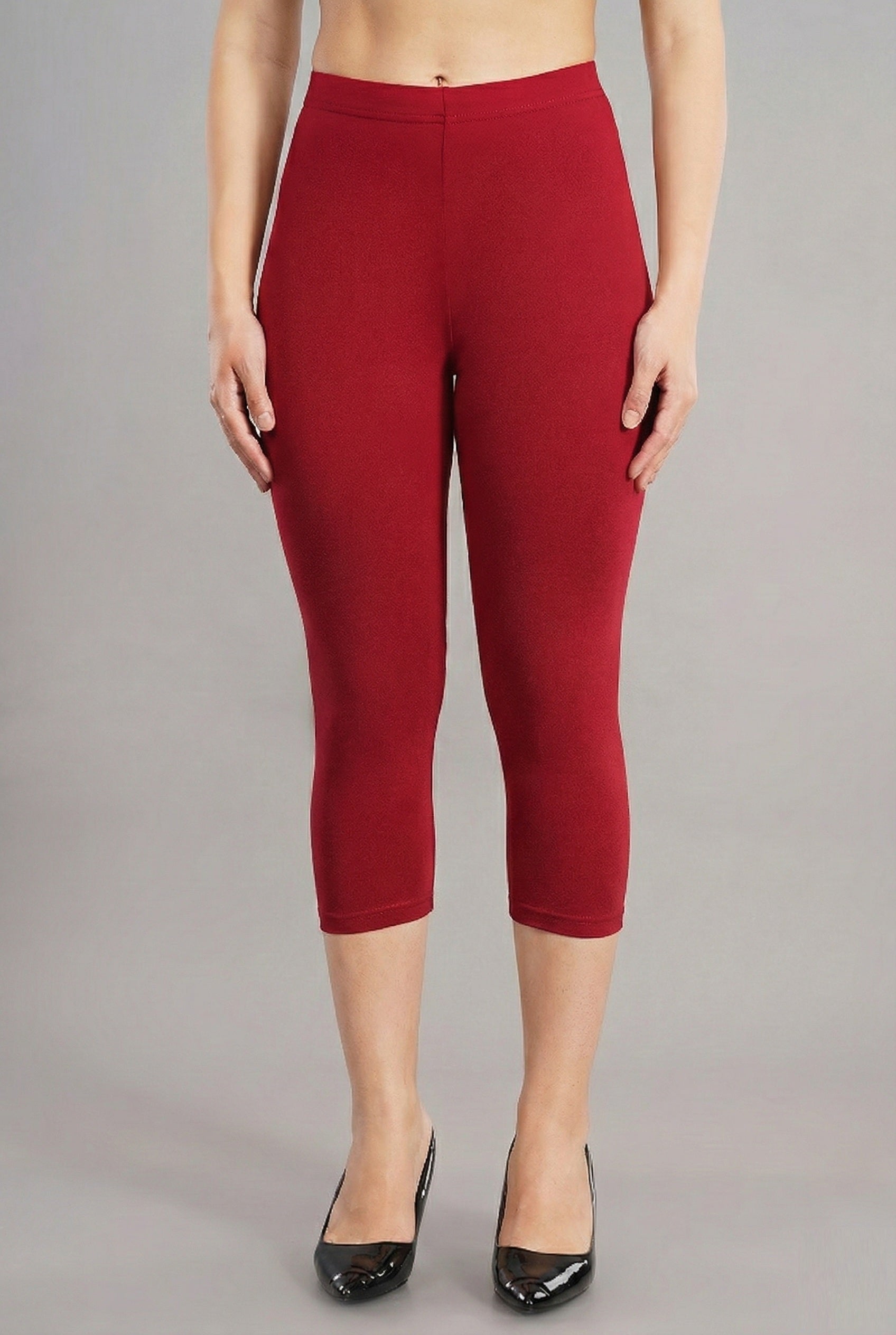 Shsuvia Women's Mid Waist Stretchable Cropped 3/4th Length Leggings