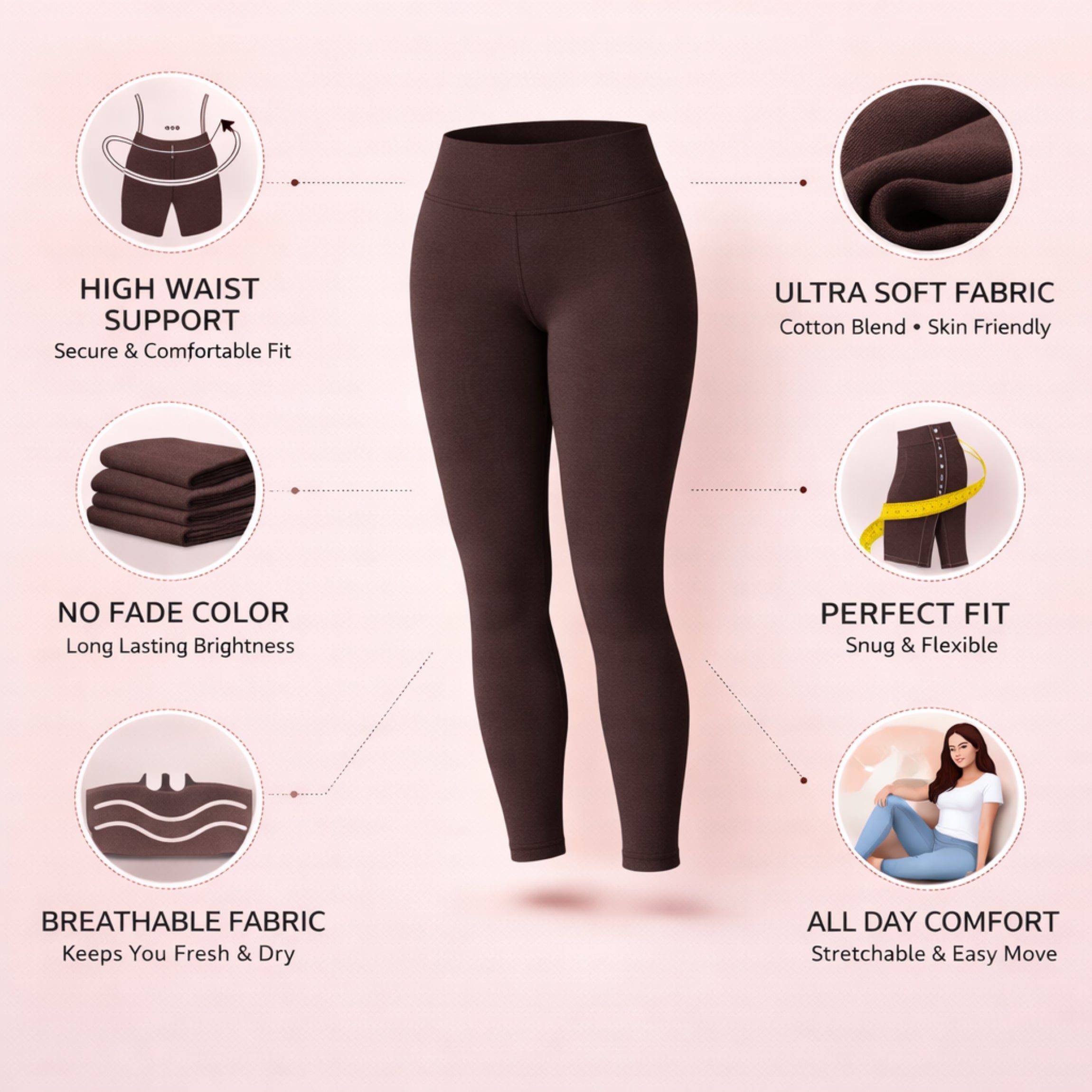 Shsuvia Women Cropped Length Leggings | Stretchable Comfortable Daily Wear Leggings