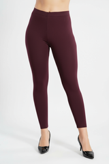 Wine Shsuvia Women's High Waist Stretchable Cotton Legging-Soft slim fit tights for gym, yoga and daily wear.