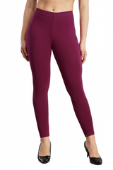 Magenta Shsuvia Women's High Waist Stretchable Cotton Legging-Soft slim fit tights for gym, yoga and daily wear.