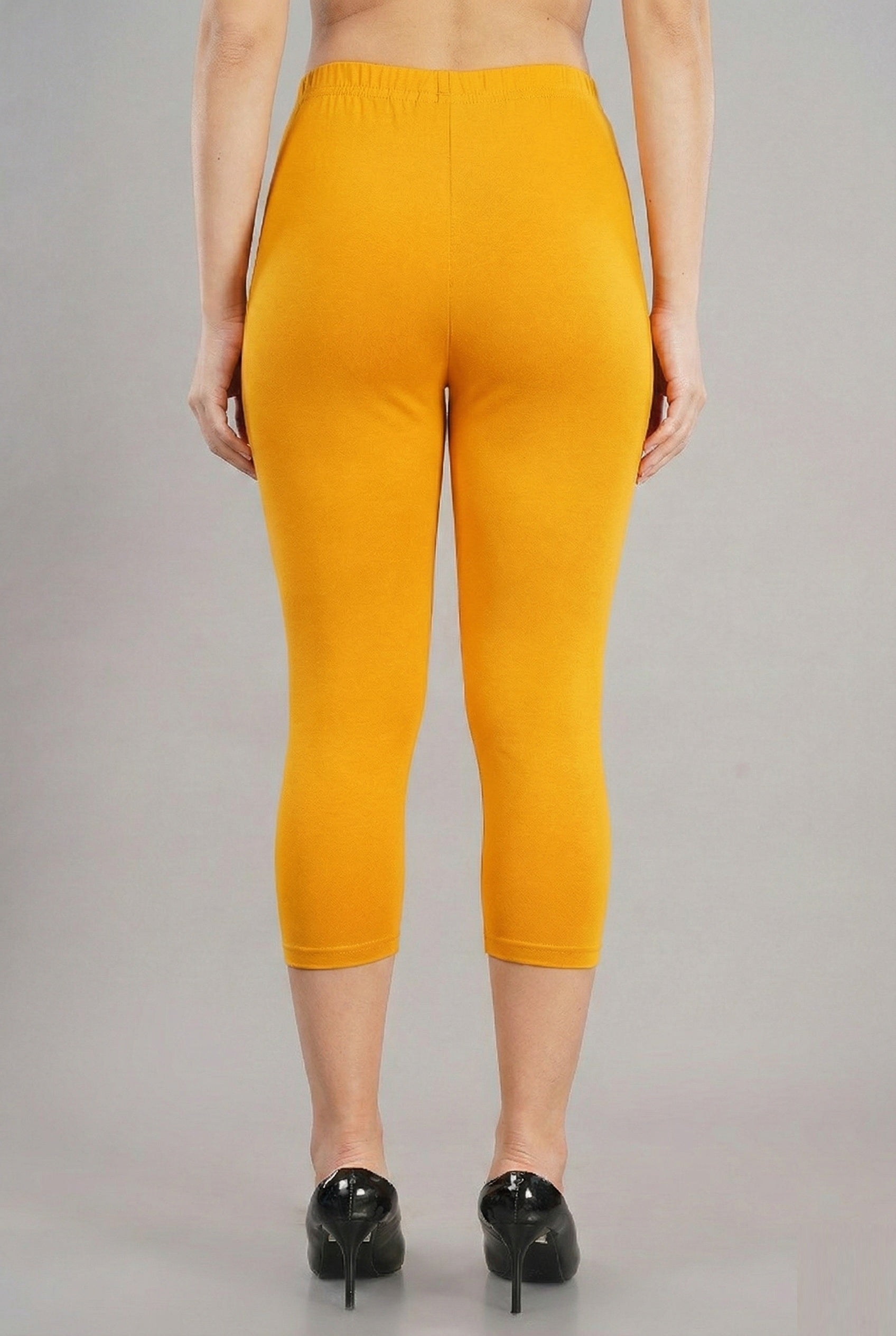 Shsuvia Women's Mid Waist Stretchable Cropped 3/4th Length Leggings