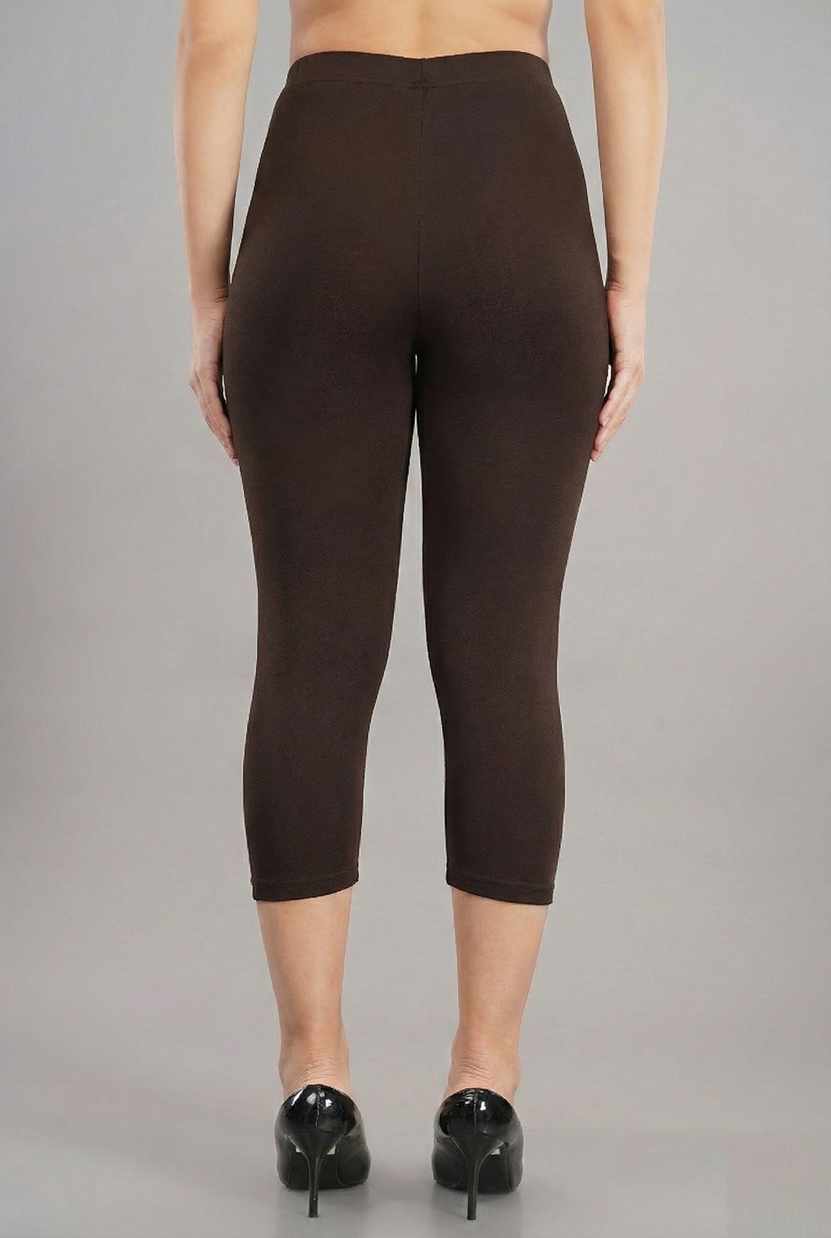 Shsuvia Women's Mid Waist Stretchable Cropped 3/4th Length Leggings